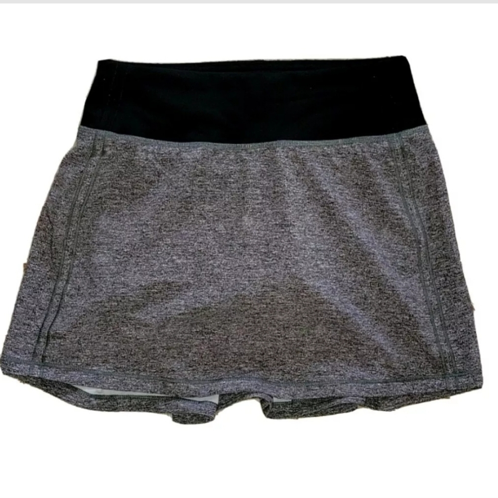 Lululemon Pace Rival tennis skirt heathered grey black skort  sz 0 tall